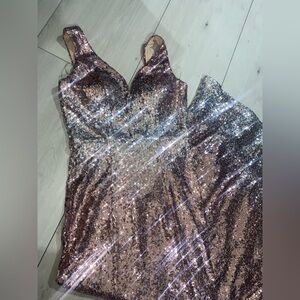 Crystal Doll Rose Gold Sequin Midi Dress